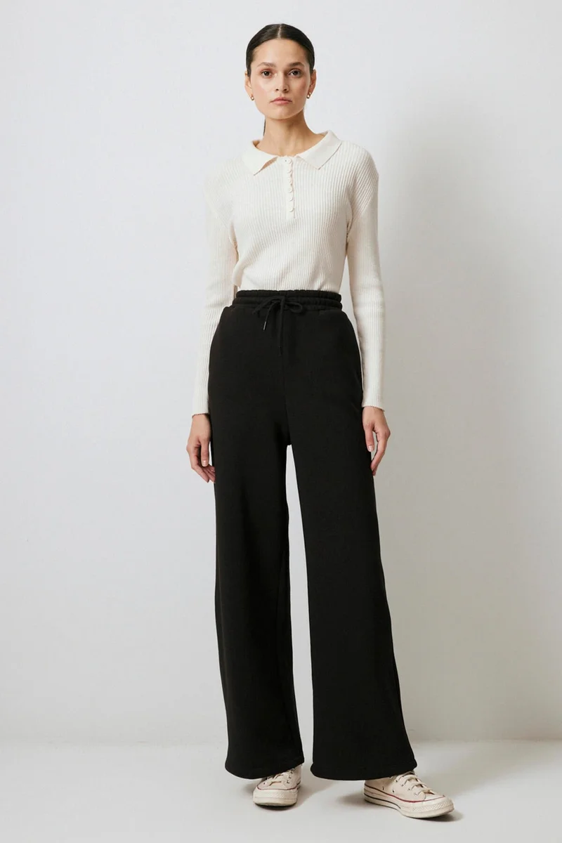 Touche Elastic Waist Raised Knitted Trousers