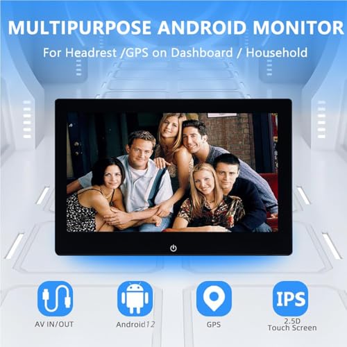NOAUKA 4K Android 12 Portable Car TV Headrest Monitor Back Seat,10.1 Inch Touch Screen Tablet Portable Multi-Media Video Player,Support Phone Wireless Mirror Link,WiFi Bluetooth/RCA/USB & 2G+32GB 1PCS - Image 4