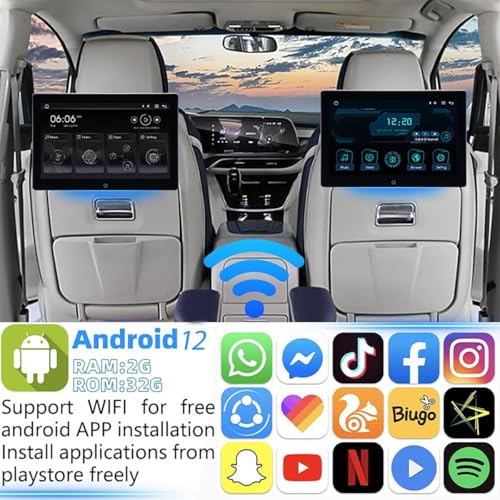 NOAUKA 4K Android 12 Portable Car TV Headrest Monitor Back Seat,10.1 Inch Touch Screen Tablet Portable Multi-Media Video Player,Support Phone Wireless Mirror Link,WiFi Bluetooth/RCA/USB & 2G+32GB 1PCS - Image 5