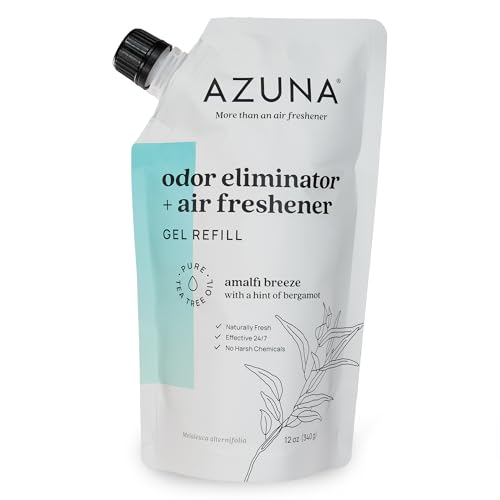 Azuna Air Freshener and Odor Eliminator for Strong Odor Gel 12oz Refill Pouch with Tea Tree Oil | Plant-Based & Long Lasting | Pet, Smoke, Home and Bathroom | Amalfi Breeze | Lasts 60–90 Days - Image 1