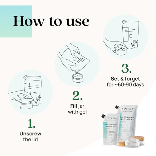 Azuna Air Freshener and Odor Eliminator for Strong Odor Gel 12oz Refill Pouch with Tea Tree Oil | Plant-Based & Long Lasting | Pet, Smoke, Home and Bathroom | Amalfi Breeze | Lasts 60–90 Days - Image 3