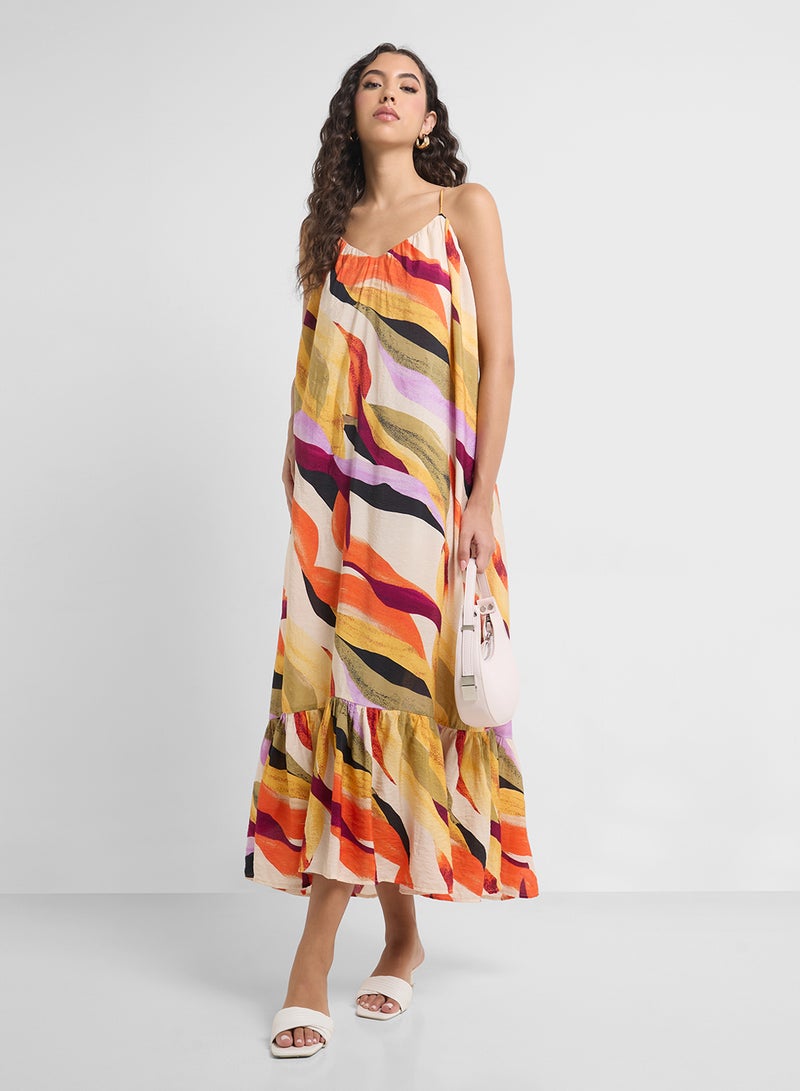 VERO MODA Printed Ruffle-Hem Dress  - Image 4