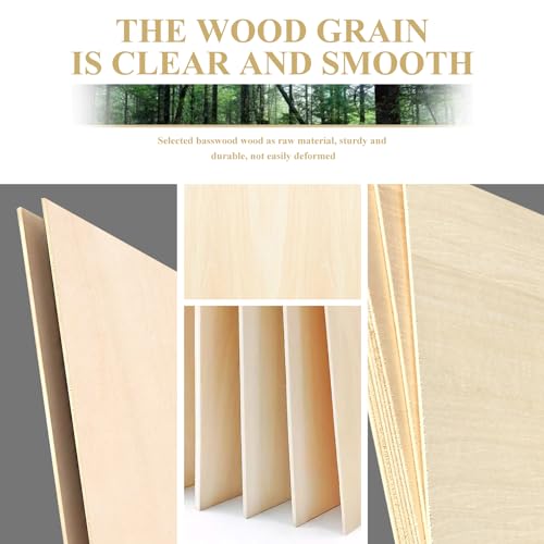 QSJQllo 36 Pack Basswood Sheets,12"x12"x1/8" 3mm Basswood Plywood,Craft Wood,Unfinished Wood,for DIY Ornaments and Model Engraving, Wood Burning, Architectural Models, Drawing、Wood for Laser Cutting - Image 5