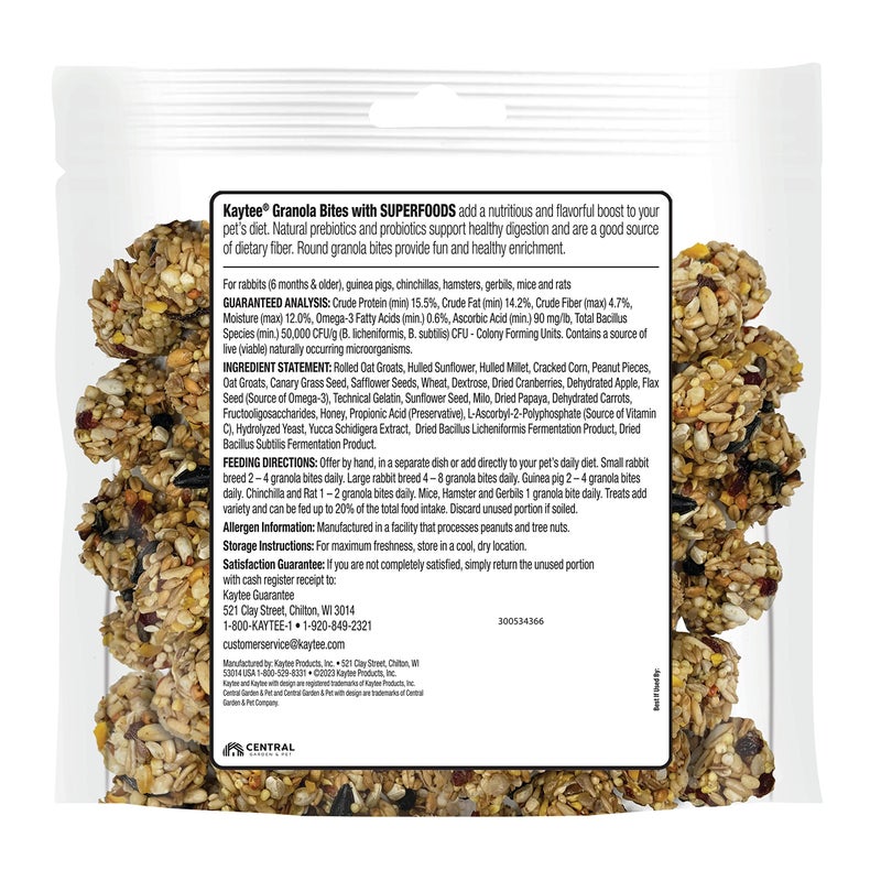 Kaytee Granola Bites with Superfoods Cranberry, Apple and Flax for Rats, Mice, Hamsters, Gerbils, Rabbits, Guinea Pigs and Chinchillas, 4.5 oz - Image 5