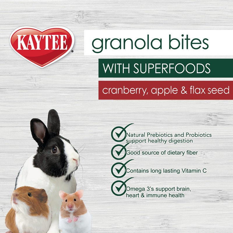Kaytee Granola Bites with Superfoods Cranberry, Apple and Flax for Rats, Mice, Hamsters, Gerbils, Rabbits, Guinea Pigs and Chinchillas, 4.5 oz - Image 4