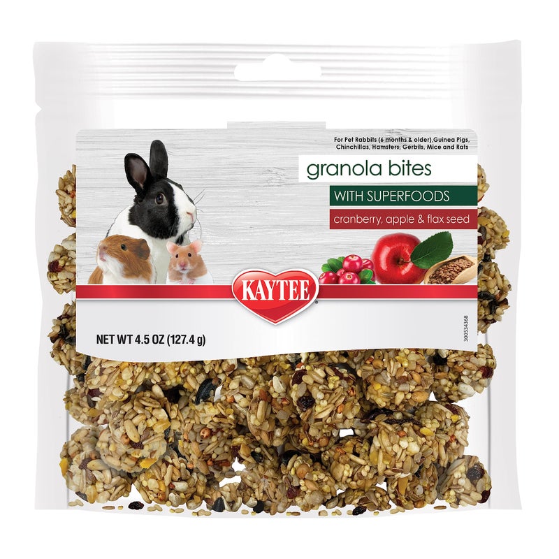 Kaytee Granola Bites with Superfoods Cranberry, Apple and Flax for Rats, Mice, Hamsters, Gerbils, Rabbits, Guinea Pigs and Chinchillas, 4.5 oz - Image 1