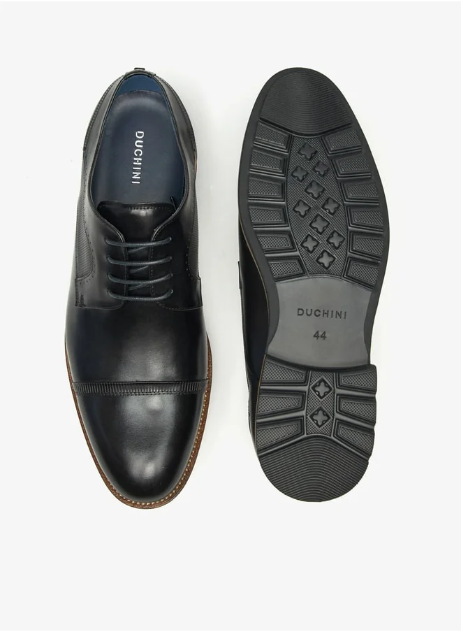 DUCHINI Men's Textured Derby Shoes with Lace-Up Closure