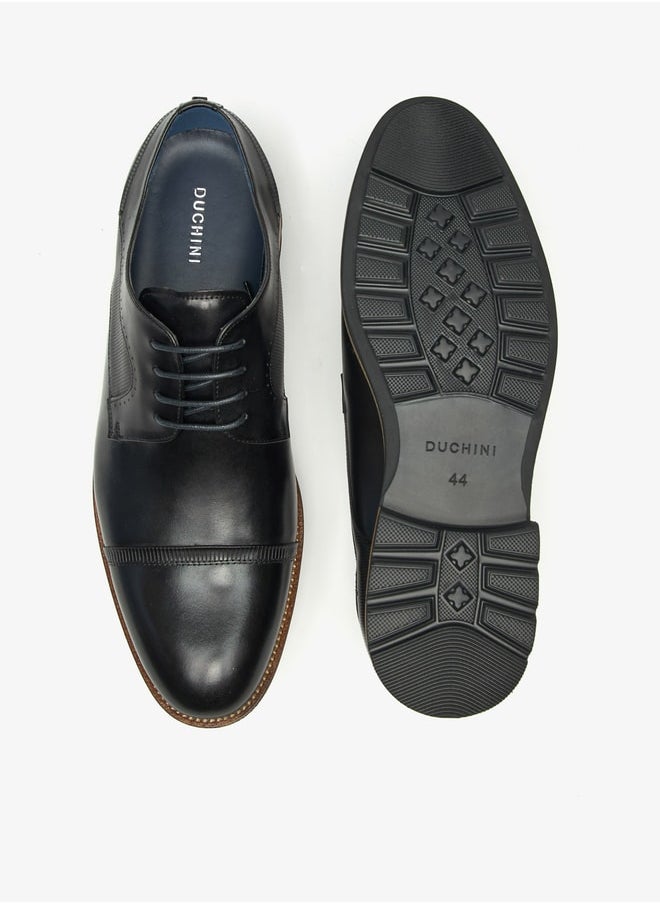 DUCHINI Men's Textured Derby Shoes with Lace-Up Closure  - Image 4