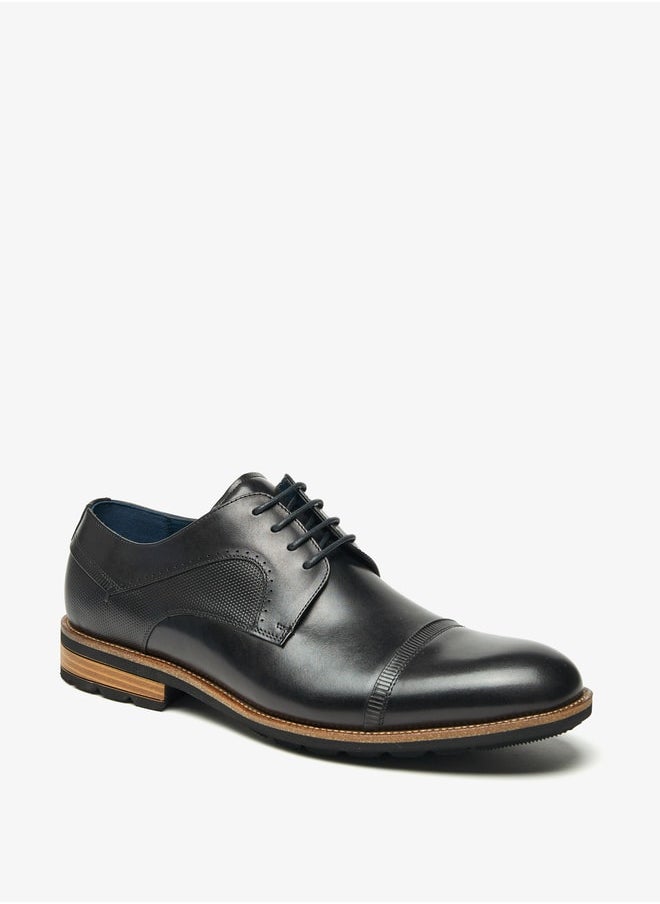 DUCHINI Men's Textured Derby Shoes with Lace-Up Closure  - Image 1