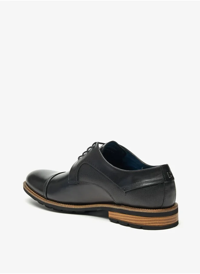 دوتشيني Men's Textured Derby Shoes with Lace-Up Closure