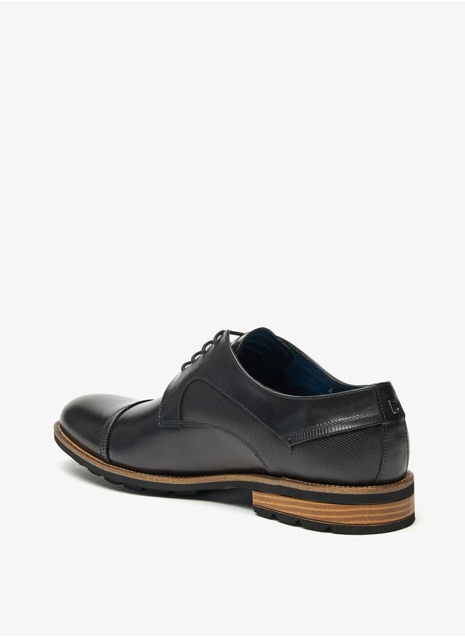 DUCHINI Men's Textured Derby Shoes with Lace-Up Closure  - Image 2