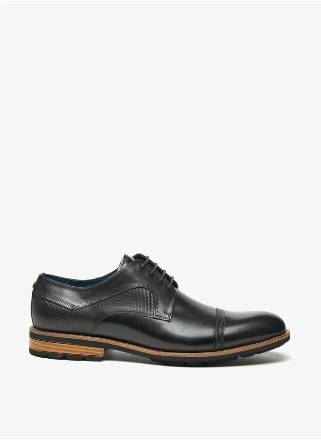 DUCHINI Men's Textured Derby Shoes with Lace-Up Closure