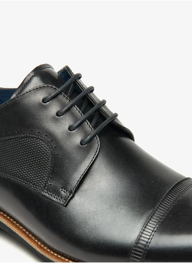 DUCHINI Men's Textured Derby Shoes with Lace-Up Closure