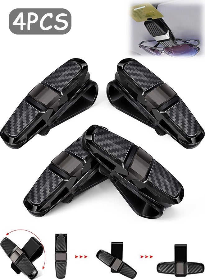 إم إكس إن 4 قطع من حاملات النظارات الشمسية لواقي الشمس للسيارة، حامل مشبك لبطاقات التذاكر، مشبك مزدوج الأطراف لواقي السيارة يدور 180 درجة (أسود) - Image 1