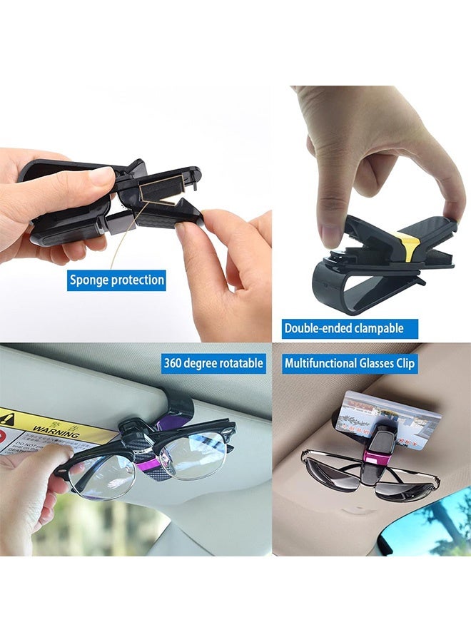 إم إكس إن 4 قطع من حاملات النظارات الشمسية لواقي الشمس للسيارة، حامل مشبك لبطاقات التذاكر، مشبك مزدوج الأطراف لواقي السيارة يدور 180 درجة (أسود) - Image 5