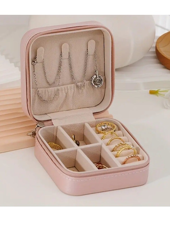 Toko Pastoral-Themed Jewelry Organizer | Portable Faux Leather Travel Case | Necklace Hooks & Zippered Storage  - Image 1