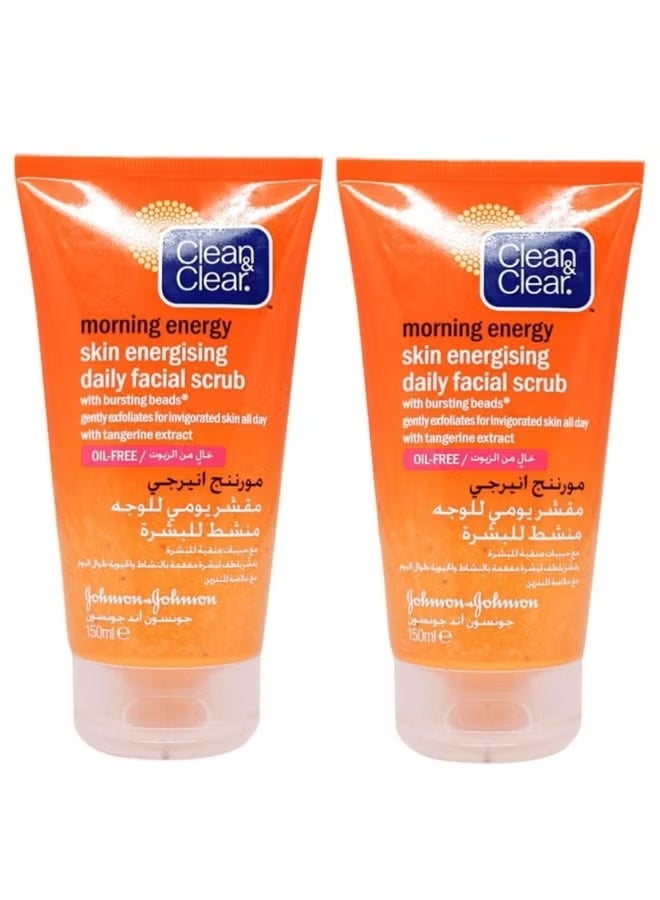 Clean & Clear 2Pcs Morning Energy Daily Facial Scrub 150 Ml - Image 1