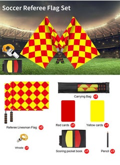 MVAQKLM  Soccer Referee Flag Set,Red Yellow Cards with Notebook & Pencil,Football Linesman Flags,Referee Edge Picker and Stainless Steel Whistles with Lanyard for Sports,Soccer,Basketball,Football  - Image 2