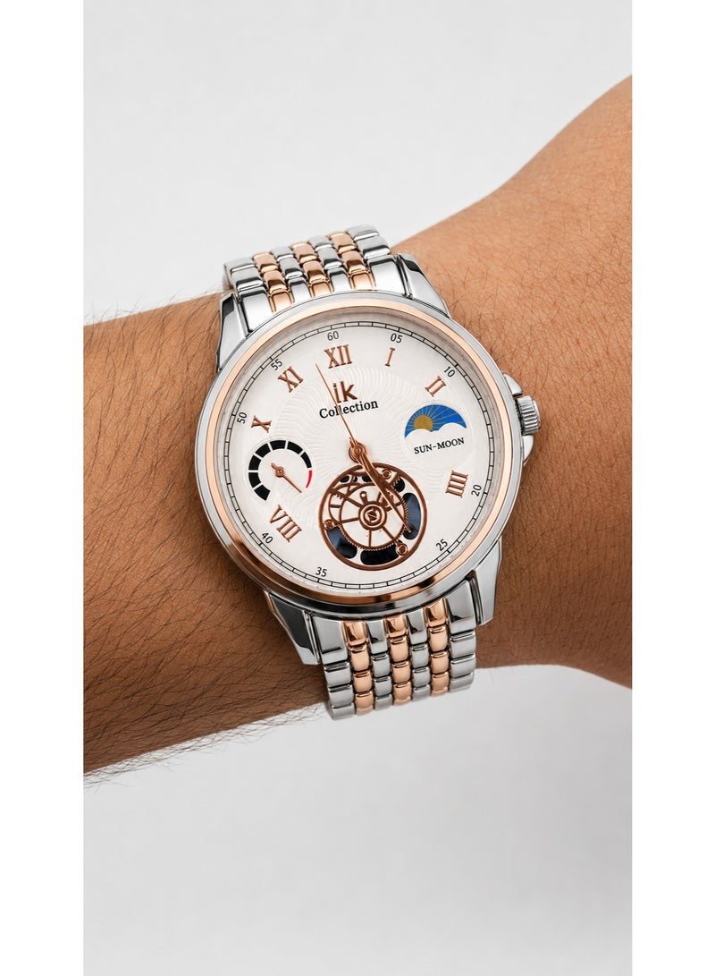 IK Collection Men’s Watch with Silver and Rose Gold Metal Bracelet - Image 5