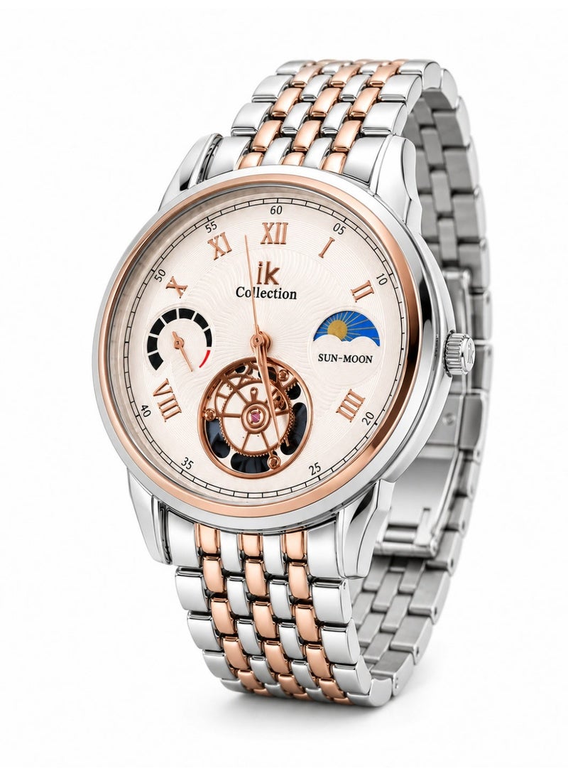 IK Collection Men’s Watch with Silver and Rose Gold Metal Bracelet - Image 1
