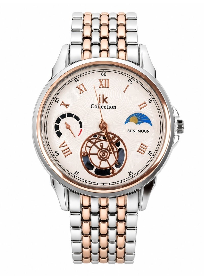 IK Collection Men’s Watch with Silver and Rose Gold Metal Bracelet - Image 2