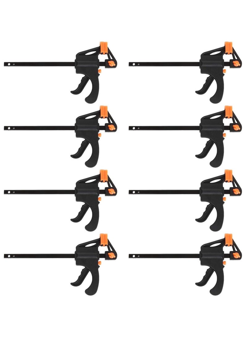 Rubik 4 Inch Bar Clamps for Woodworking, 8 Pack Quick Grip One Handed Triggers F Clamp, Mini Small Ratchet Spreader Clamp for Craft - Image 1