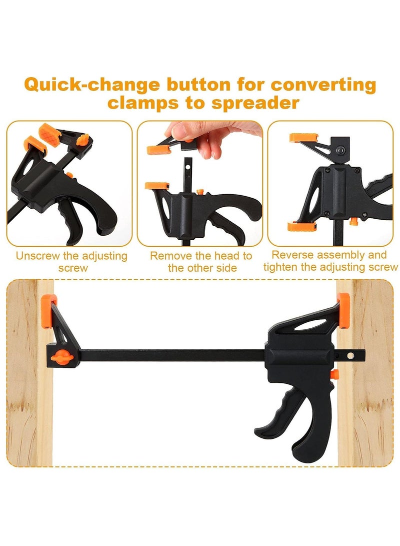 Rubik 4 Inch Bar Clamps for Woodworking, 8 Pack Quick Grip One Handed Triggers F Clamp, Mini Small Ratchet Spreader Clamp for Craft - Image 3