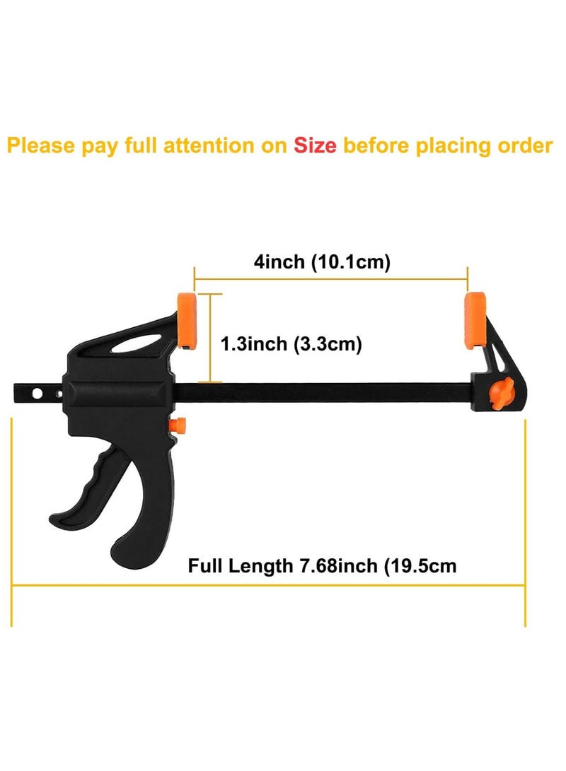 Rubik 4 Inch Bar Clamps for Woodworking, 8 Pack Quick Grip One Handed Triggers F Clamp, Mini Small Ratchet Spreader Clamp for Craft - Image 2