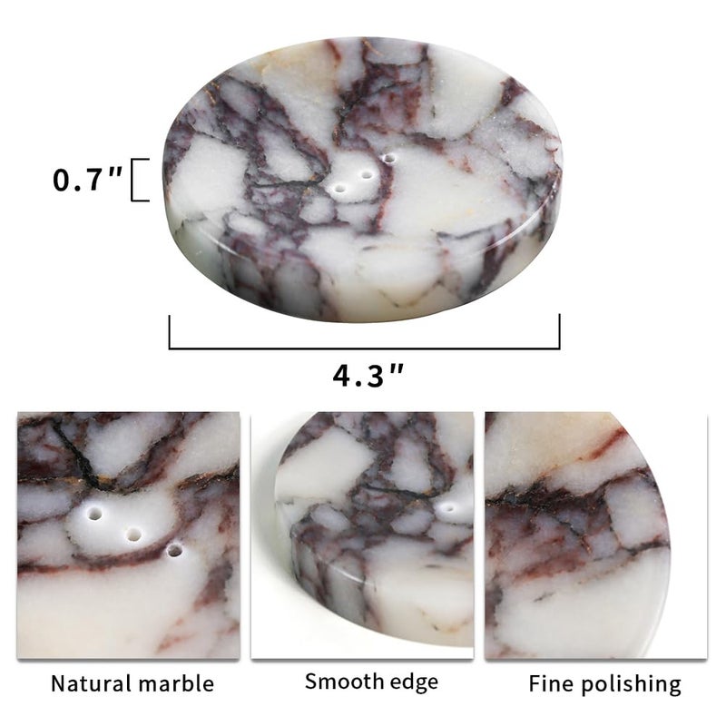 DUANYAN Luxurious Natural Marble Soap Dish Tray Marble Soap Holder Trinket Plate for Bathroom Sink Kitchen Countertop Bedroom Vanity Bathroom Accessory Rectangularï¼ˆ2 Combinationsï¼‰ - Image 2