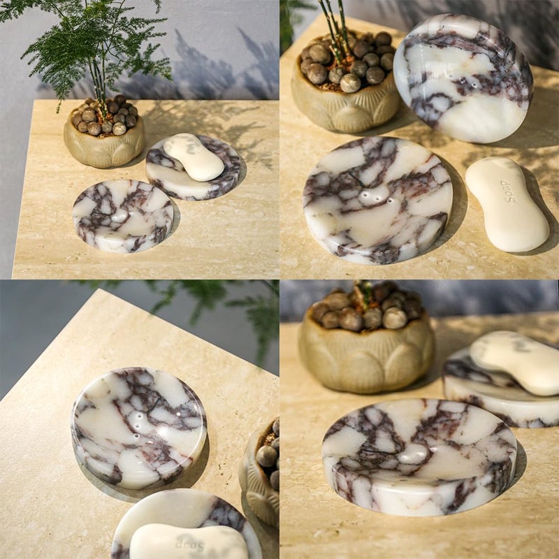 DUANYAN Luxurious Natural Marble Soap Dish Tray Marble Soap Holder Trinket Plate for Bathroom Sink Kitchen Countertop Bedroom Vanity Bathroom Accessory Rectangularï¼ˆ2 Combinationsï¼‰ - Image 4