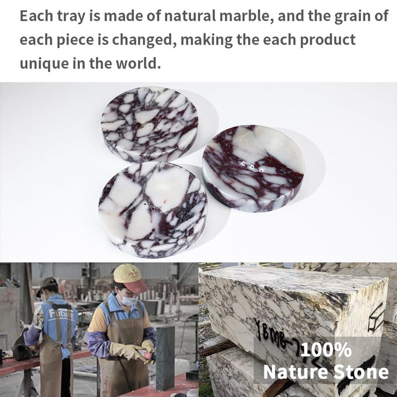 DUANYAN Luxurious Natural Marble Soap Dish Tray Marble Soap Holder Trinket Plate for Bathroom Sink Kitchen Countertop Bedroom Vanity Bathroom Accessory Rectangularï¼ˆ2 Combinationsï¼‰ - Image 3