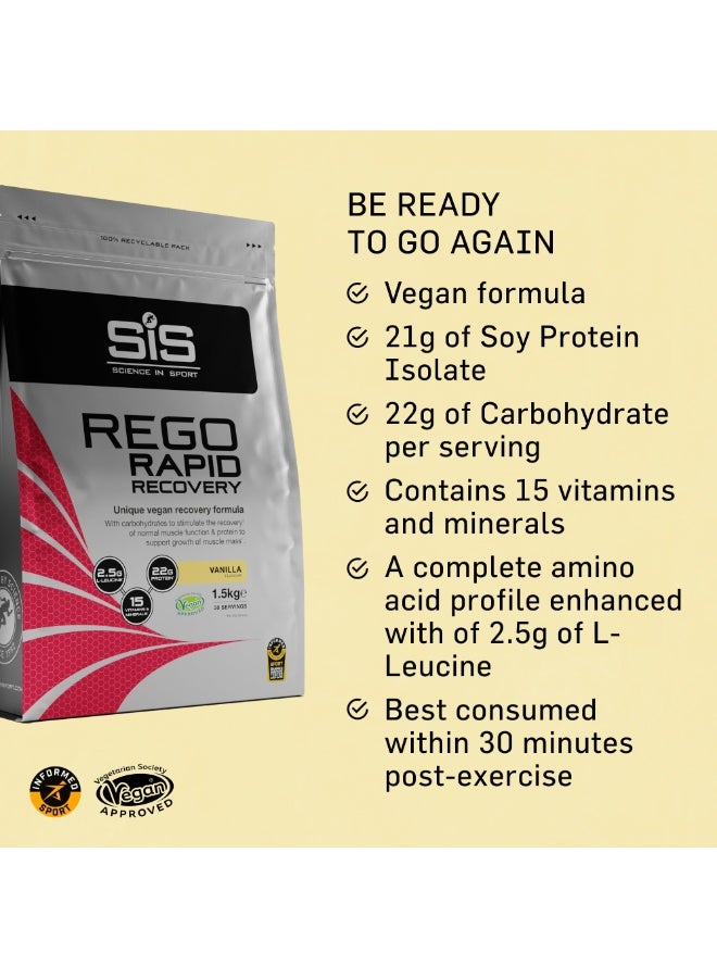 SIS Rego Rapid Recovery | 21g Vegan Protein | 22g Carbohydrates | 2.5g Leucine | 15 Vitamins & Minerals | Plant Based Protein Powder | Vanilla Flavour | 30 Servings | 1.5kg - Image 3