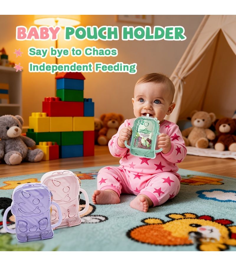 Green No Squeeze Unicorn Shaped Juice Box Holder Pouch Holder For Baby Food And Juice Mess Free Easy Grip Self Feeding 1 Piece - Image 4