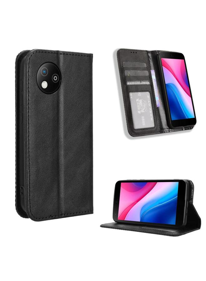 Case For ZTE Blade A35 Lite Magnetic Buckle Retro Texture Leather Phone Case