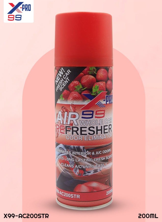 X Pro 99 X-PRO 99 Whole Car Air Refresher Odor Eliminator Spray 200ml Strawberry Scent, Car AC Cleaner Freshener, Interior Deodorizer Mist, Removes Smoke Pet Food Odors, AC Vent Cleaning Spray, Long Lasting Car Perfume Aerosol - Image 1