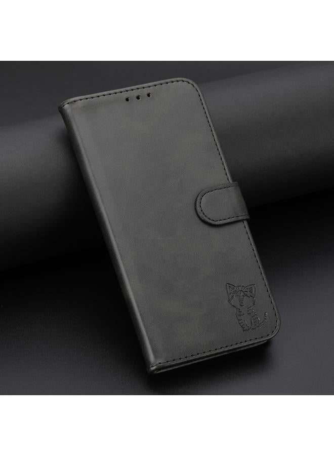 اس-توب جراب لهاتف Samsung Galaxy A56 5G، جراب هاتف قابل للطي من الجلد بنقشة قطة سعيدة - Image 2