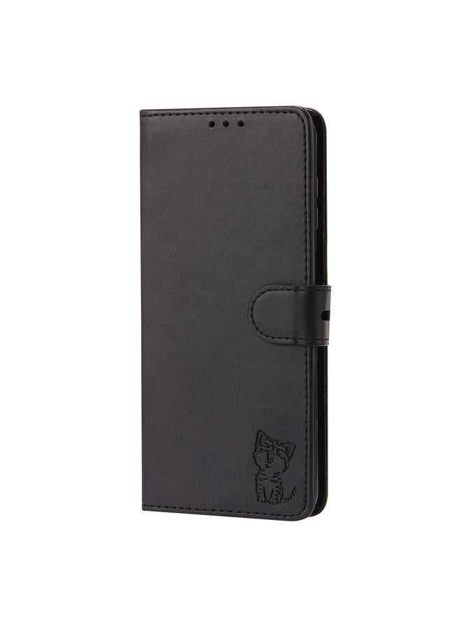 اس-توب جراب لهاتف Samsung Galaxy A56 5G، جراب هاتف قابل للطي من الجلد بنقشة قطة سعيدة - Image 3