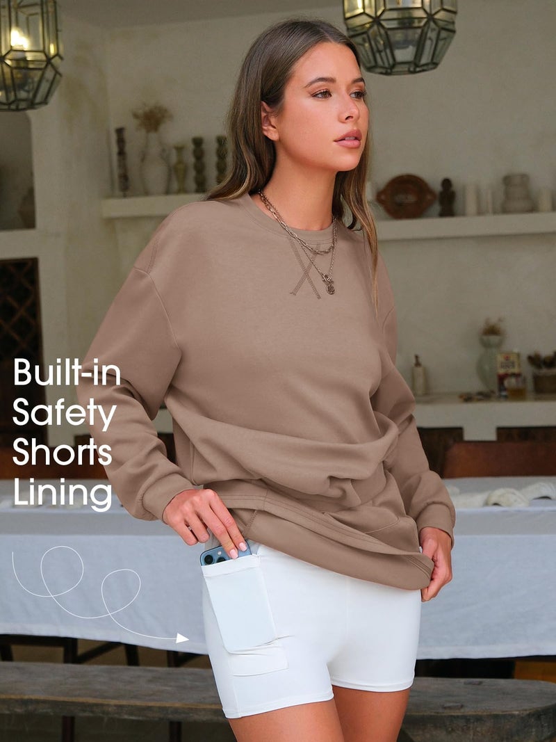 EXLURA Women 2 Piece Skirt Set Airport Outfits 2026 Cotton Travel Sweat Suit Casual Lounge Crewneck Sweatshirt Skort Sets - Image 3