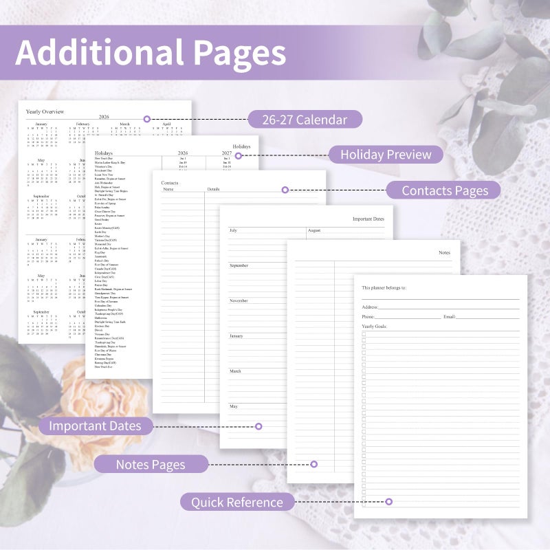 Blugool Planner 2026-2027, Weekly and Monthly Planner with Tabs from Jul 2026 - Jun 2027, A5 Hardcover Academic Calendar with Date for School & Office Schedule, 5.8" x 8.3", Purple - Image 5