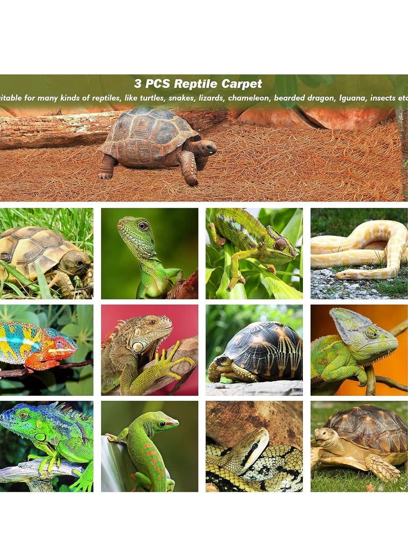 SYOSI 3 Pieces Reptile Carpet 12 x 20 inches Coco Fiber Substrate Liner Natural Coconut Fiber Pet Mat Tortoise Carpet Mat Pet Terrarium Liner for Lizard Turtle - Image 3