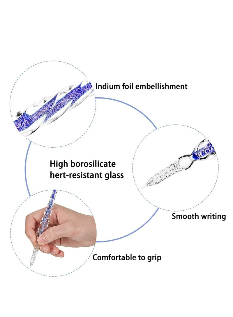 Generic 2 Pieces Handmade Glass Dip Pen, High Borosilicate Glass Elegant Crystal Glass Pen for Writing, Drawing, Signatures, Calligraphy, Decoration  - Image 3