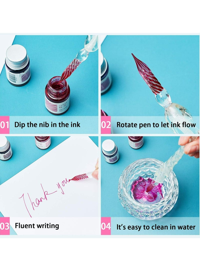 Generic 2 Pieces Handmade Glass Dip Pen, High Borosilicate Glass Elegant Crystal Glass Pen for Writing, Drawing, Signatures, Calligraphy, Decoration  - Image 2