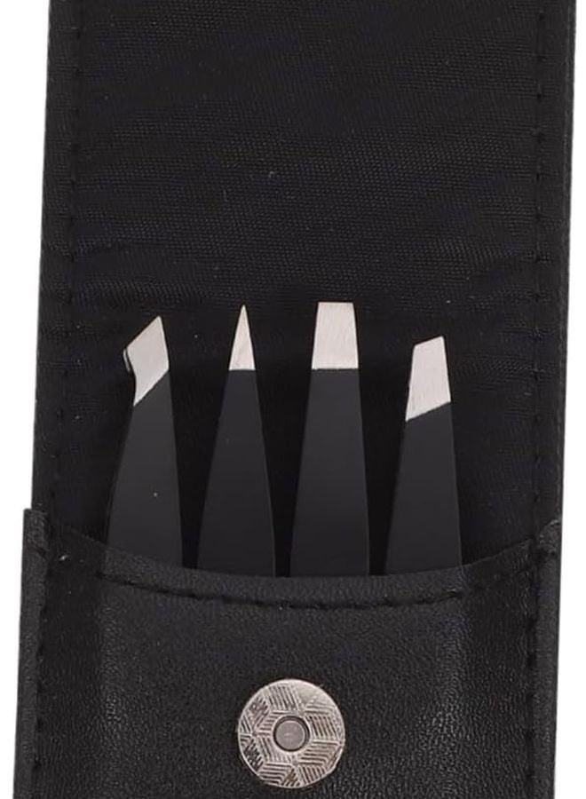 Black Eyebrow Clips Set 4pcs With Mini Tweezers For Precise Grooming And Trimming - Image 1