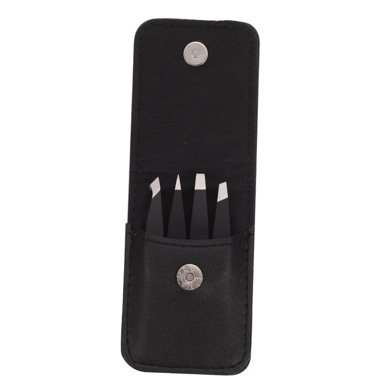 Black Eyebrow Clips Set 4pcs With Mini Tweezers For Precise Grooming And Trimming - Image 2