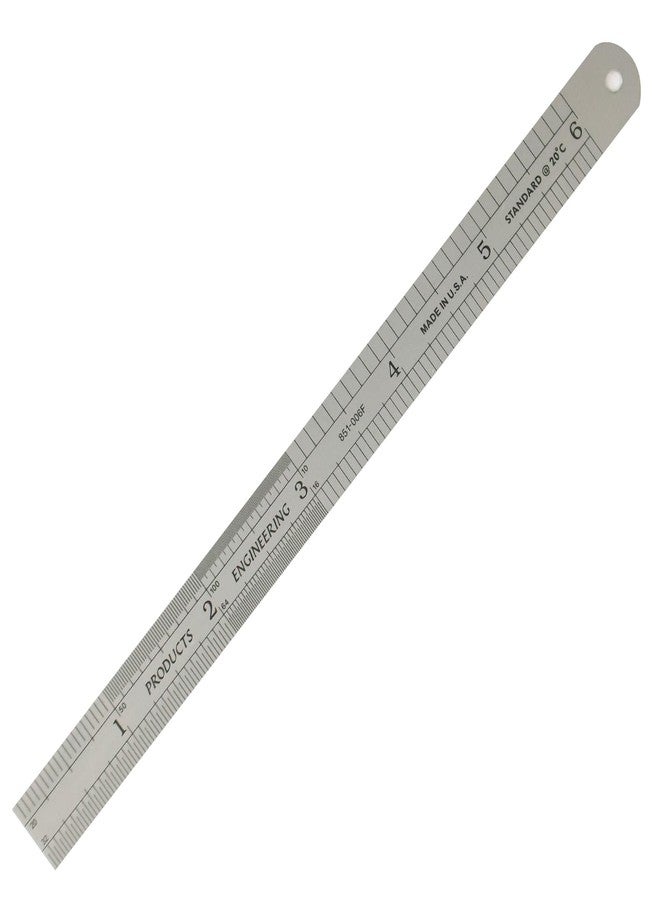PEC Tools 6 inches (150 mm) Mechanic's Ruler, 16ths, 32nds, 64ths, 10ths, 20ths, 50ths, 100ths, 1.0mm, 0.5mm, Round Head Flexible Design, Suitable for Woodworking and Machining, Made in The USA. - Image 1
