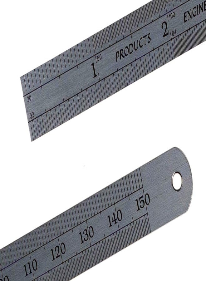 PEC Tools 6 inches (150 mm) Mechanic's Ruler, 16ths, 32nds, 64ths, 10ths, 20ths, 50ths, 100ths, 1.0mm, 0.5mm, Round Head Flexible Design, Suitable for Woodworking and Machining, Made in The USA. - Image 2