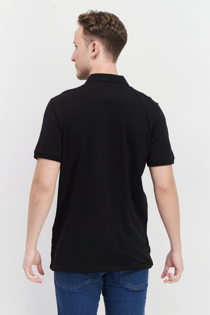 Tahari تي شيرت بولو قصير الأكمام للرجال بتصميم عادي مع شعار العلامة التجارية، أسود - Image 4