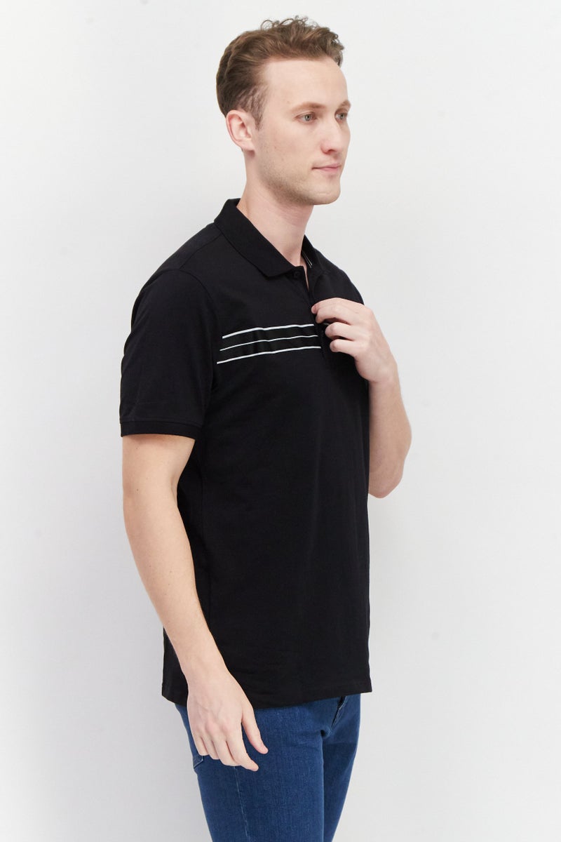 Tahari تي شيرت بولو قصير الأكمام للرجال بتصميم عادي مع شعار العلامة التجارية، أسود - Image 2