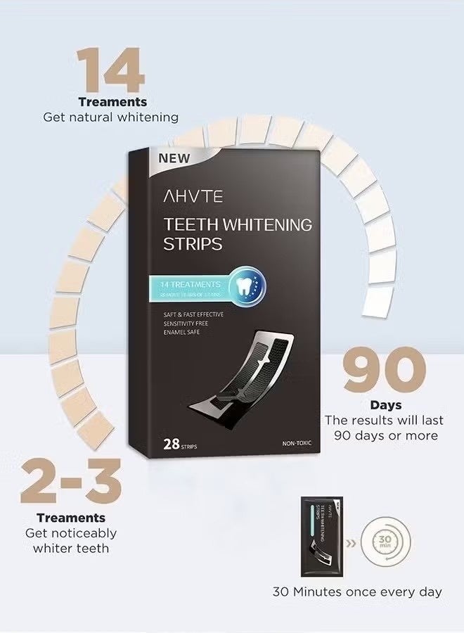 AHVTE 28 Pcs 5D Teeth Whitening Kit, Teeth Whitening Strips for Sensitive, Professional Effects, 28 Strips Whitener Safe Whitestrip, Deep Stains Removal Tooth Whitening - Image 2