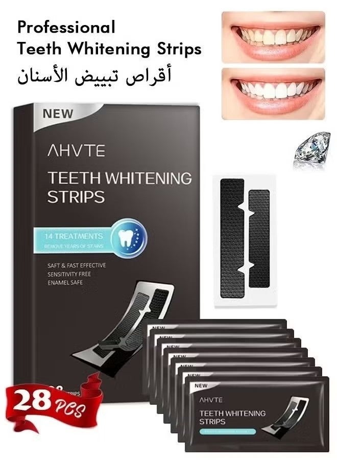 AHVTE 28 Pcs 5D Teeth Whitening Kit, Teeth Whitening Strips for Sensitive, Professional Effects, 28 Strips Whitener Safe Whitestrip, Deep Stains Removal Tooth Whitening - Image 1